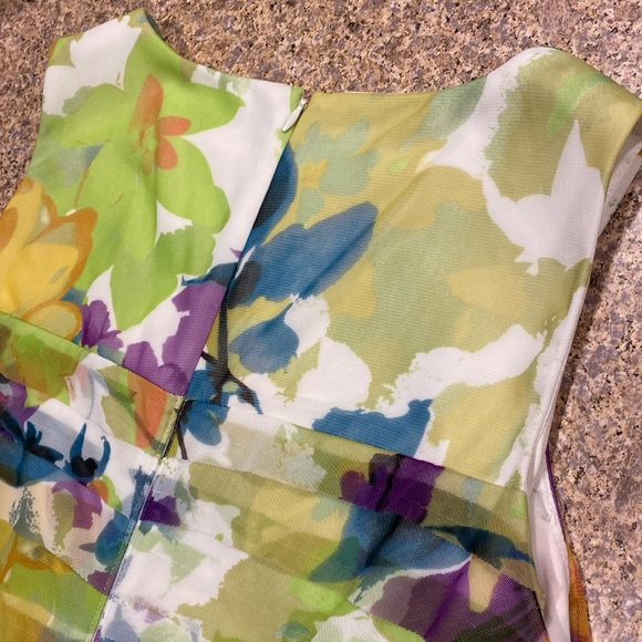 London Times Dress 10  Green Purple Blue White - Picture 9 of 15